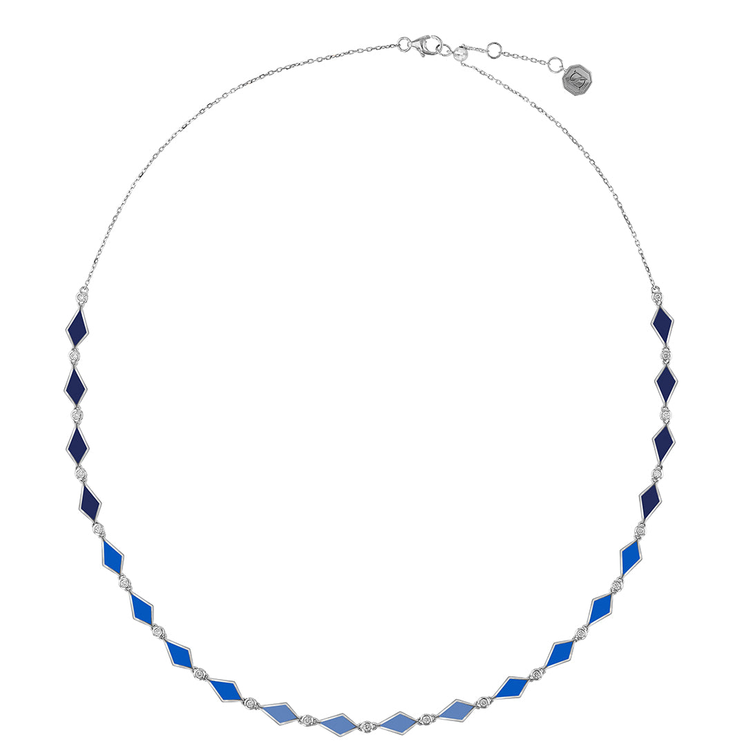 BLUE OMBRE MOSAIC NECKLACE - Noora Shawqi - Diamond Jewellery - Morocco