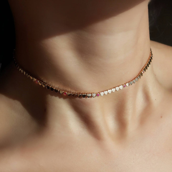 LIT NECKLACE - RUBY - ROSE GOLD