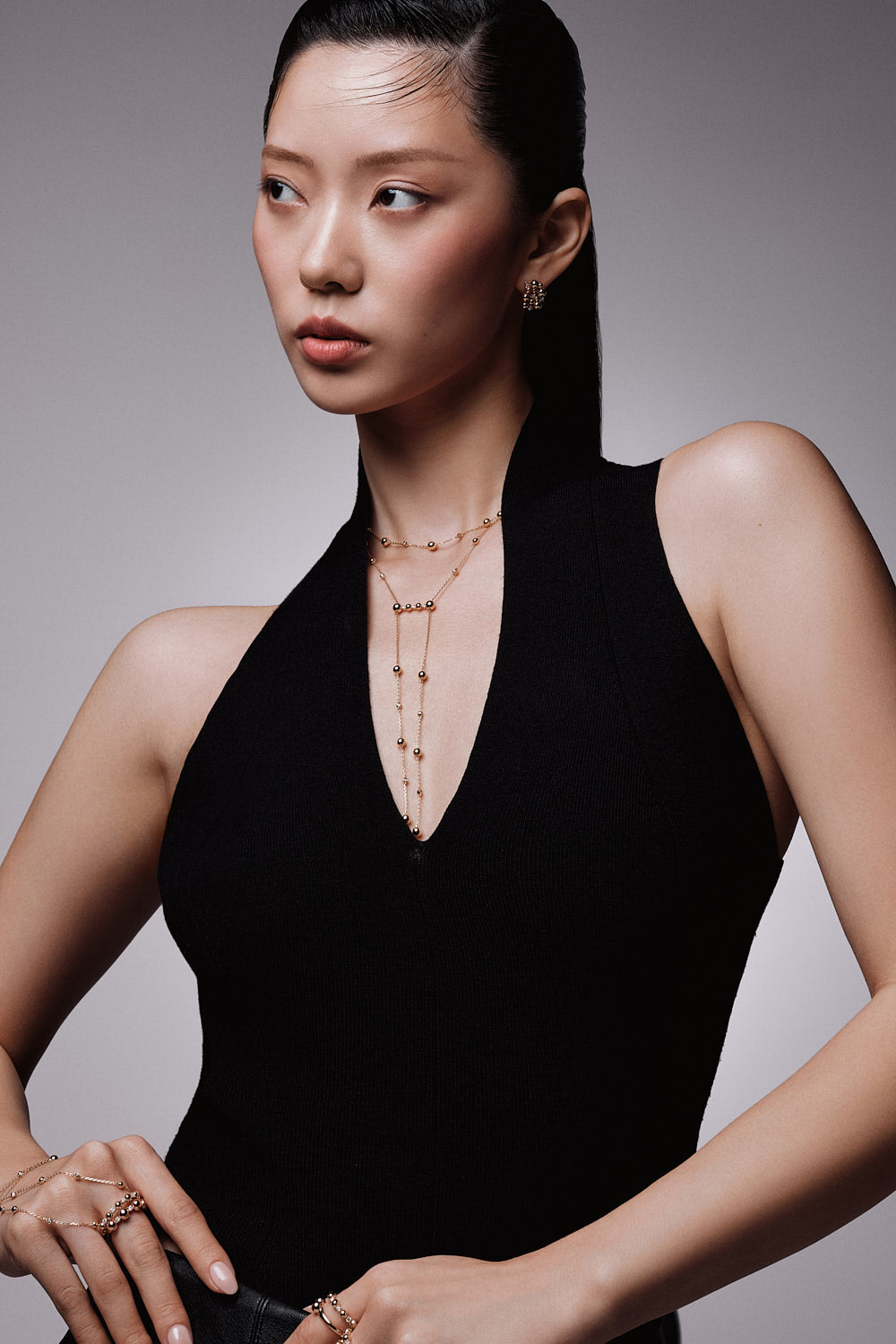 ENISHI DOUBLE NECKLACE - YELLOW GOLD - Noora Shawqi - Diamond Jewellery - Japan