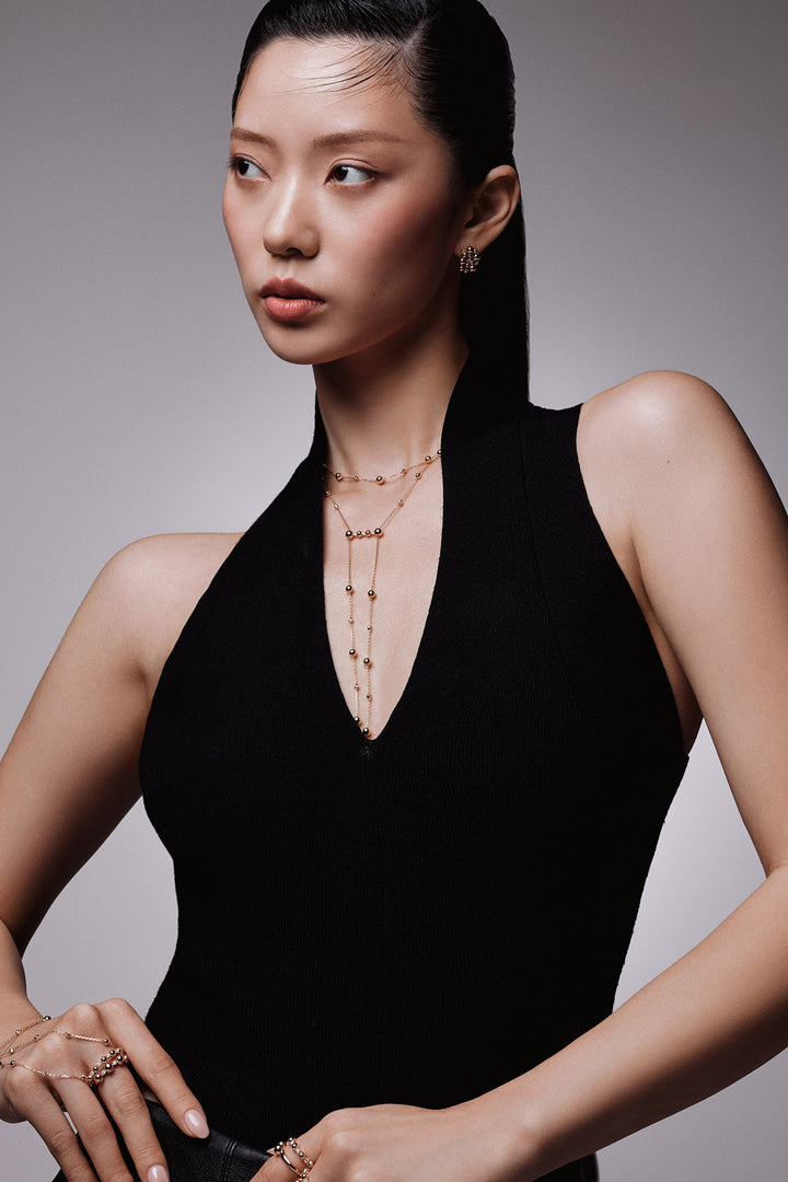 ENISHI DOUBLE NECKLACE - YELLOW GOLD - Noora Shawqi - Diamond Jewellery - Japan