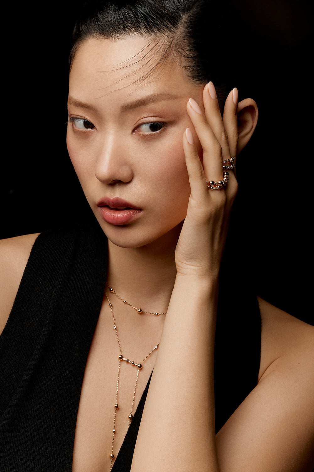ENISHI DOUBLE NECKLACE - YELLOW GOLD - Noora Shawqi - Diamond Jewellery - Japan