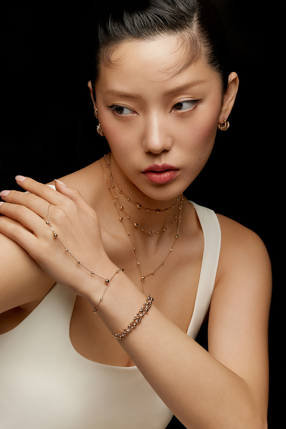 ENISHI HAND CHAIN - ROSE GOLD - Noora Shawqi - Diamond Jewellery - Japan