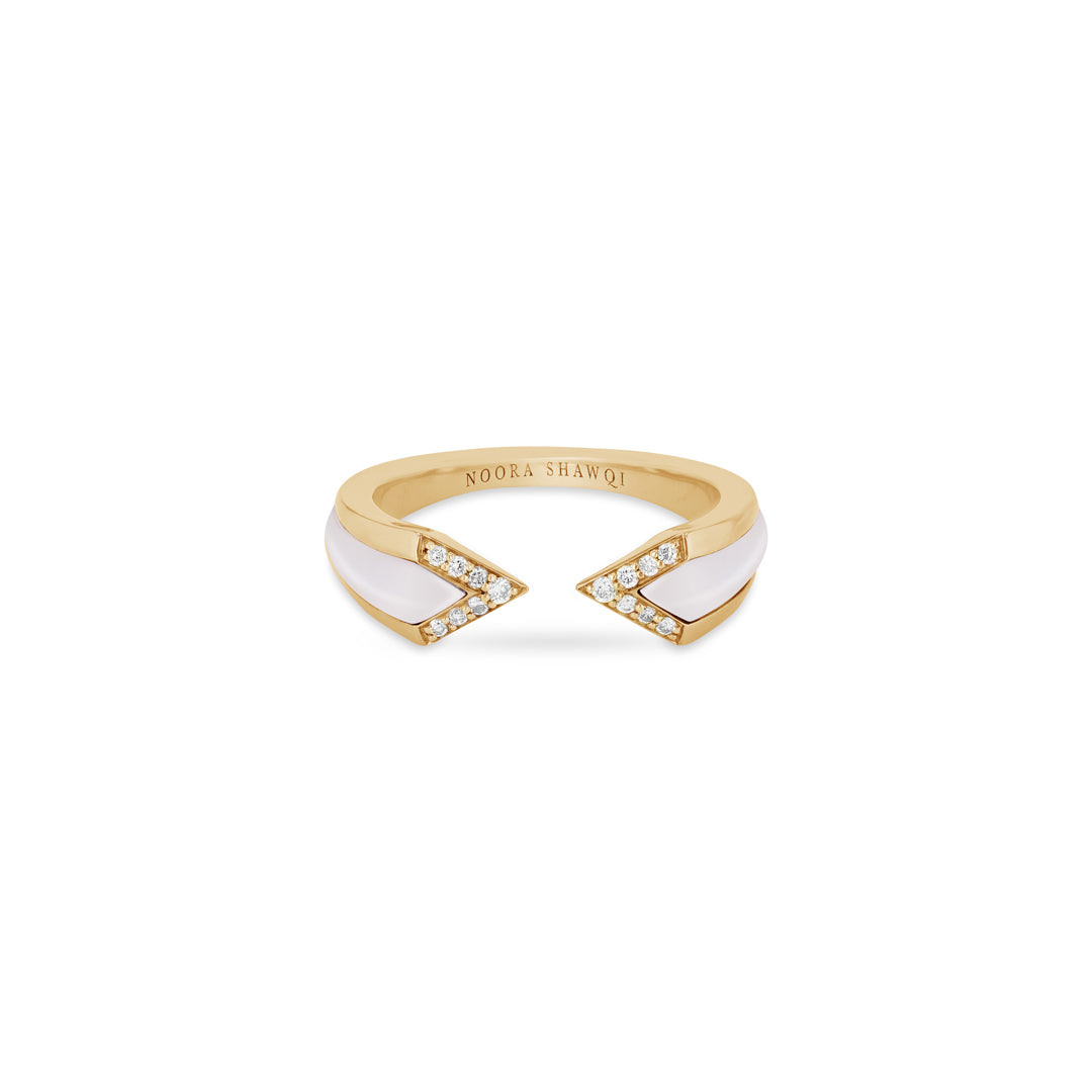 JUNONIA RING - WHITE MOTHER OF PEARL - Noora Shawqi - Diamond Jewellery - The Maldives