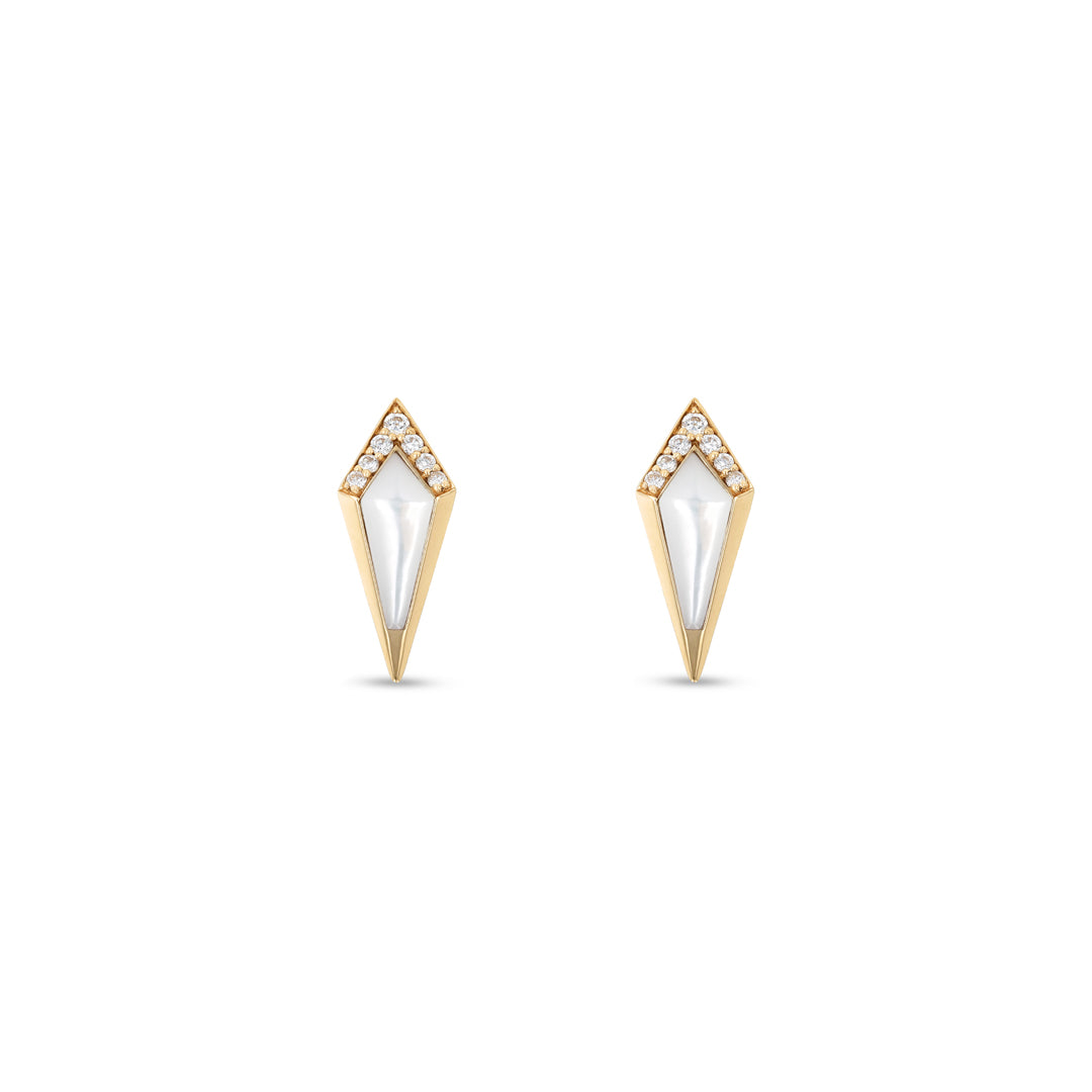 JUNONIA STUD - WHITE MOTHER OF PEARL - Noora Shawqi - Diamond Jewellery - The Maldives
