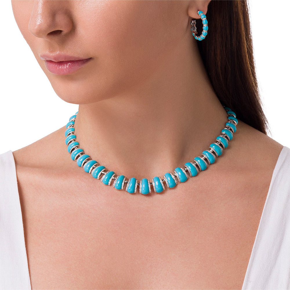 MALDIVIAN NECKLACE - TURQUOISE - Noora Shawqi - Diamond Jewellery - The Maldives