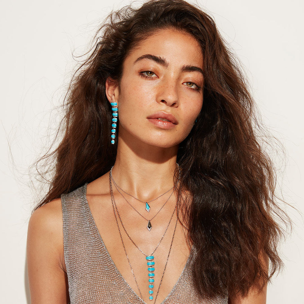 MALDIVIAN SHELL EARRINGS - TURQUOISE - Noora Shawqi - Diamond Jewellery - The Maldives