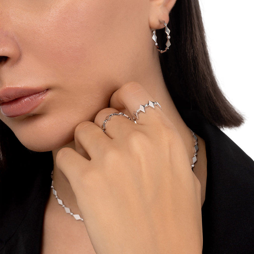 MOSAIC GOLD HOOPS - WHITE - Noora Shawqi - Diamond Jewellery - Morocco