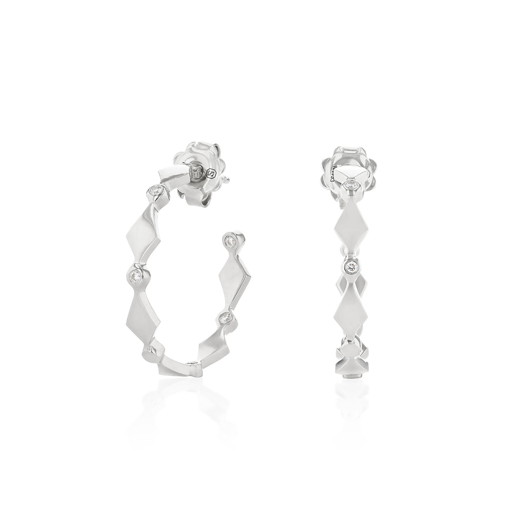 MOSAIC GOLD HOOPS - WHITE - Noora Shawqi - Diamond Jewellery - Morocco
