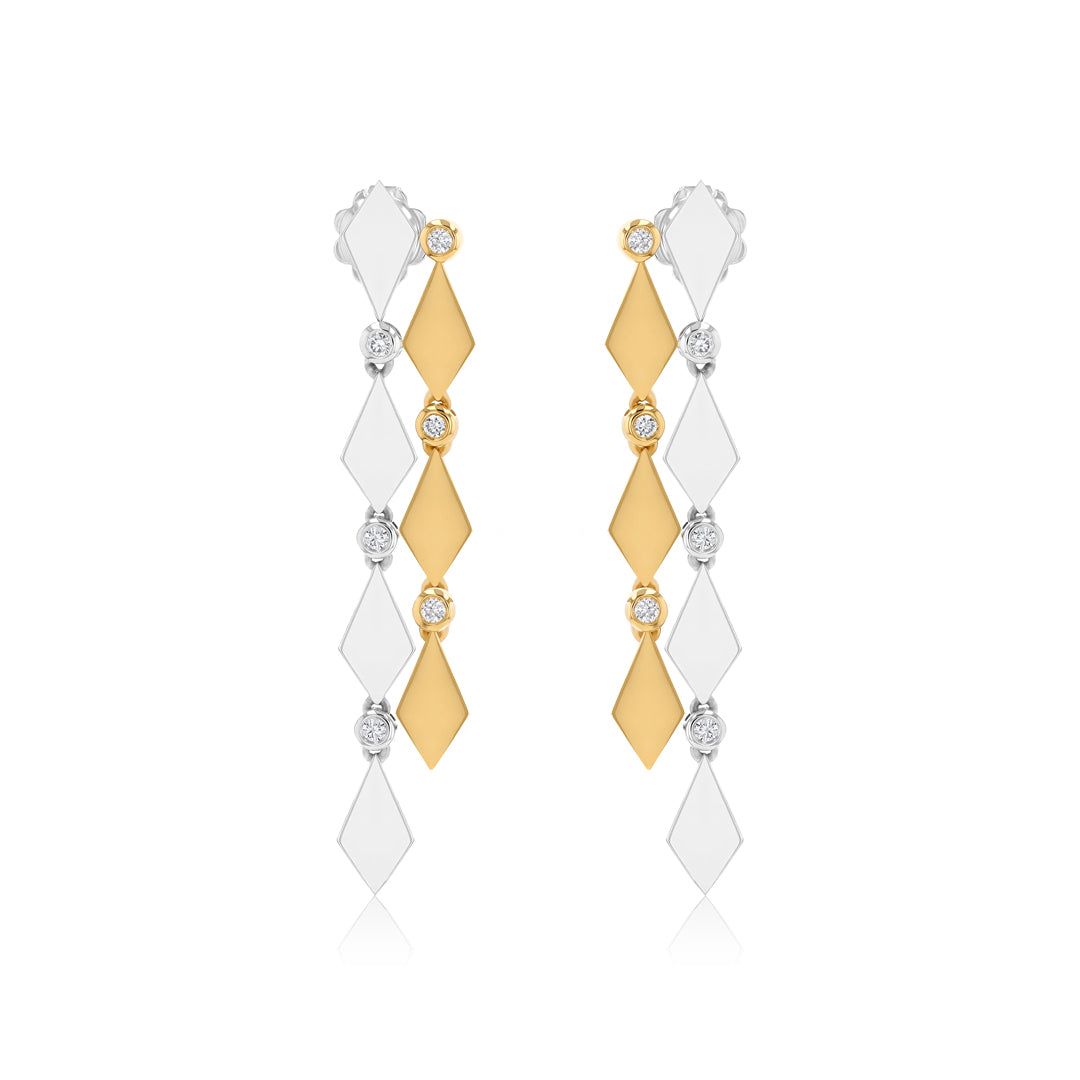 MOSAIC GOLD LONG EARRINGS - Noora Shawqi - Diamond Jewellery - Morocco