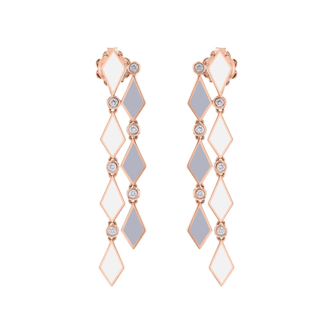 MOSAIC LONG EARRINGS ROSE GOLD - Noora Shawqi - Diamond Jewellery - Morocco