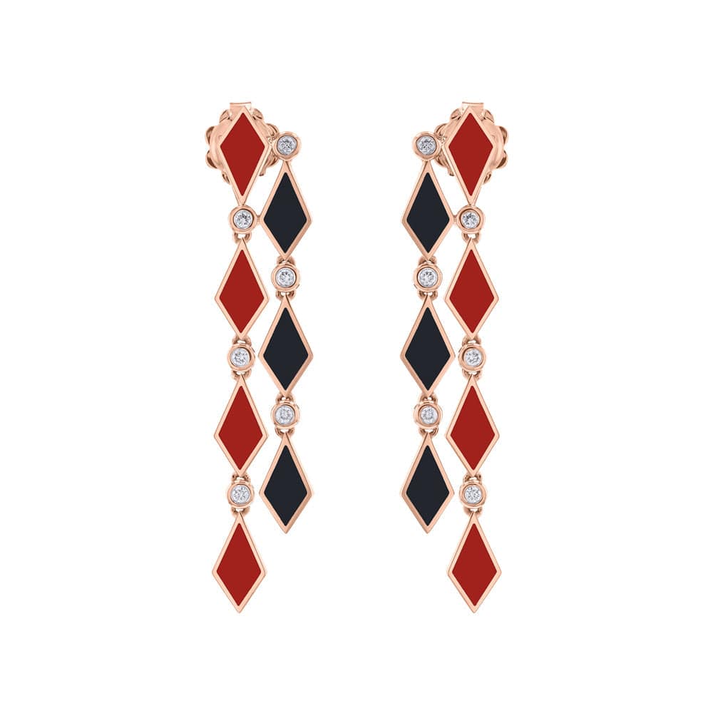 MOSAIC LONG EARRINGS ROSE GOLD - Noora Shawqi - Diamond Jewellery - Morocco