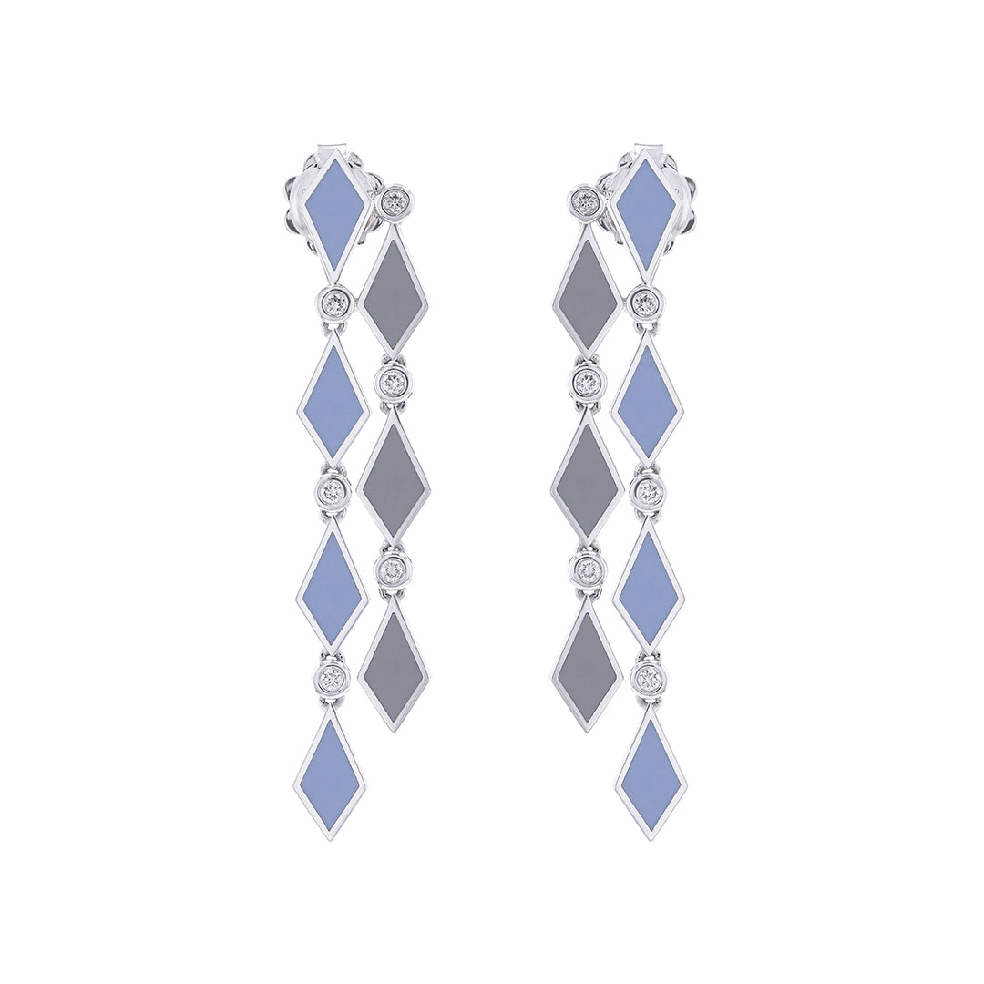 MOSAIC LONG EARRINGS WHITE GOLD - Noora Shawqi - Diamond Jewellery - Morocco