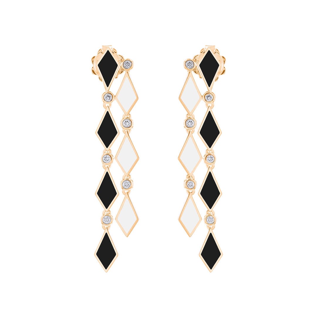 MOSAIC LONG EARRINGS YELLOW GOLD - Noora Shawqi - Diamond Jewellery - Morocco