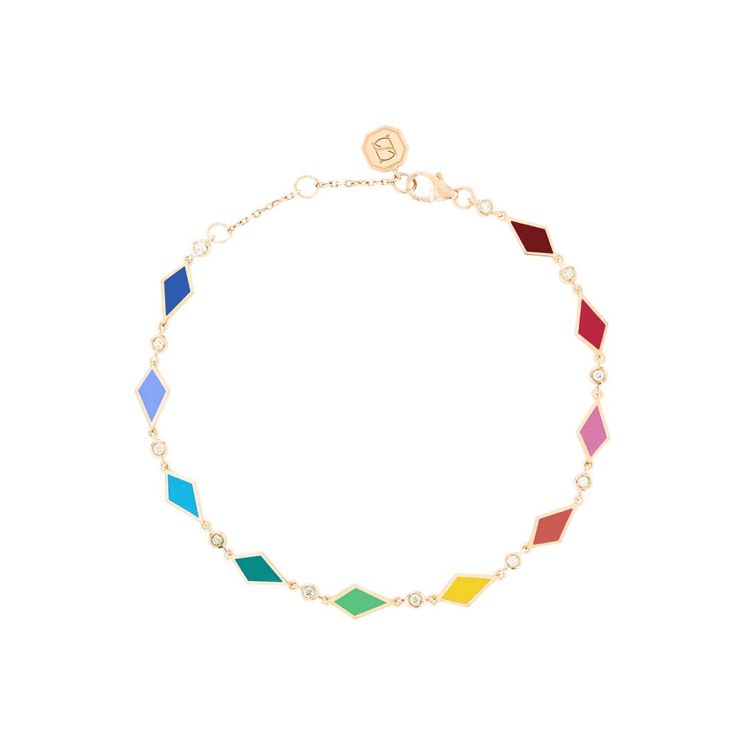 MULTICOLORED MOSAIC BRACELET YELLOW GOLD - Noora Shawqi - Diamond Jewellery - Morocco
