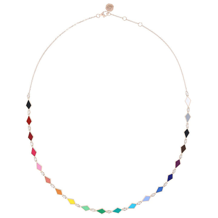MULTICOLORED MOSAIC NECKLACE ROSE GOLD - Noora Shawqi - Diamond Jewellery - Morocco
