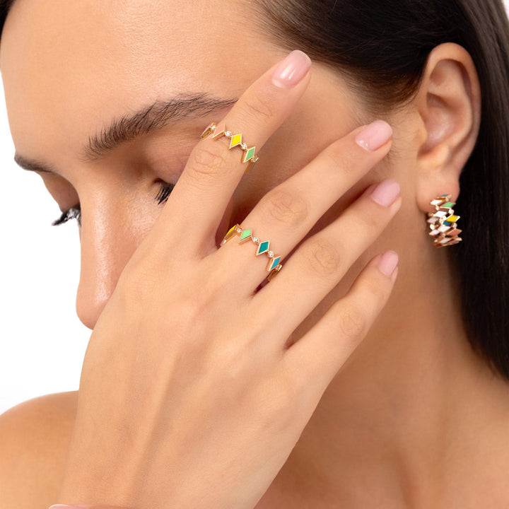 MULTICOLORED MOSAIC RING ROSE GOLD - Noora Shawqi - Diamond Jewellery - Morocco