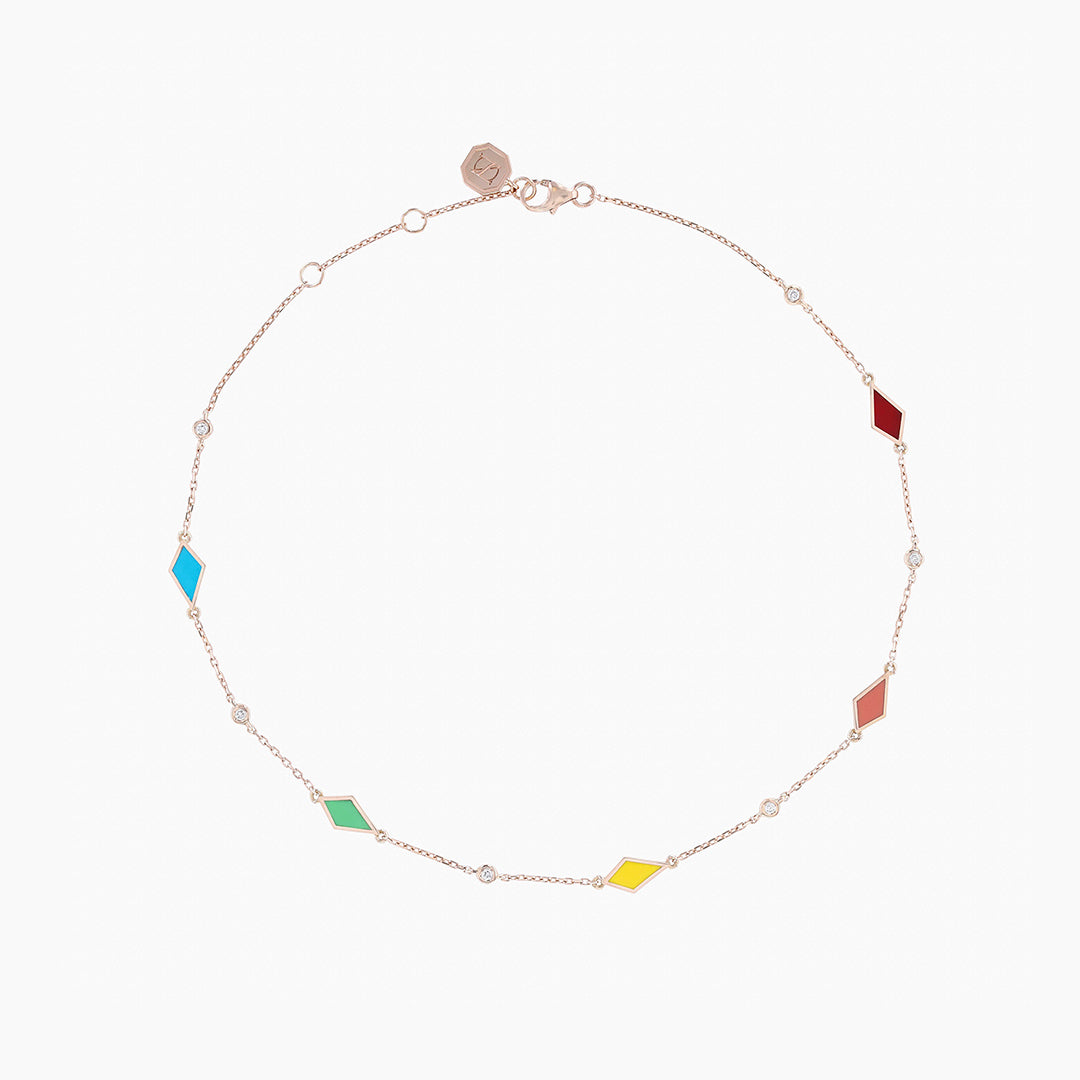 MULTICOLORED MOSAIC ANKLET ROSE GOLD