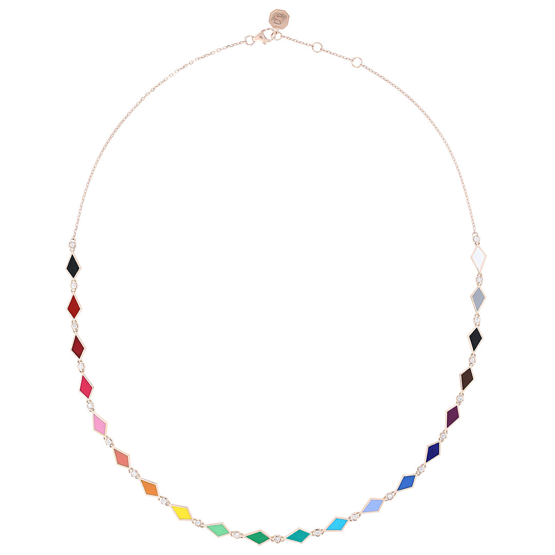 MULTICOLORED MOSAIC NECKLACE ROSE GOLD