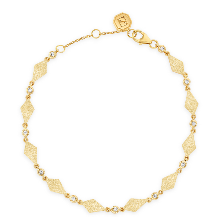 MOSAIC GOLD BRACELET - SANDBLAST & WHITE - YELLOW GOLD