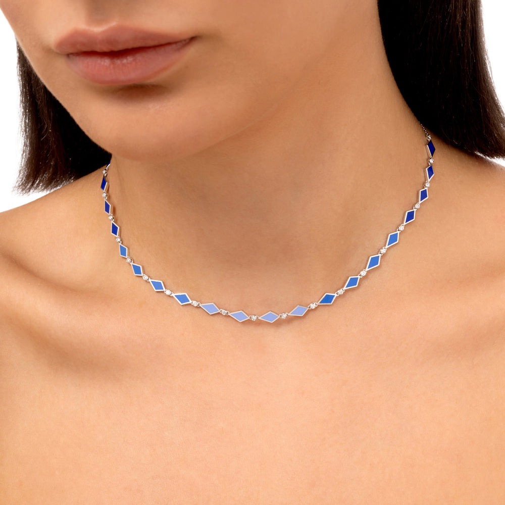 BLUE OMBRE MOSAIC NECKLACE - Noora Shawqi - Diamond Jewellery - Morocco