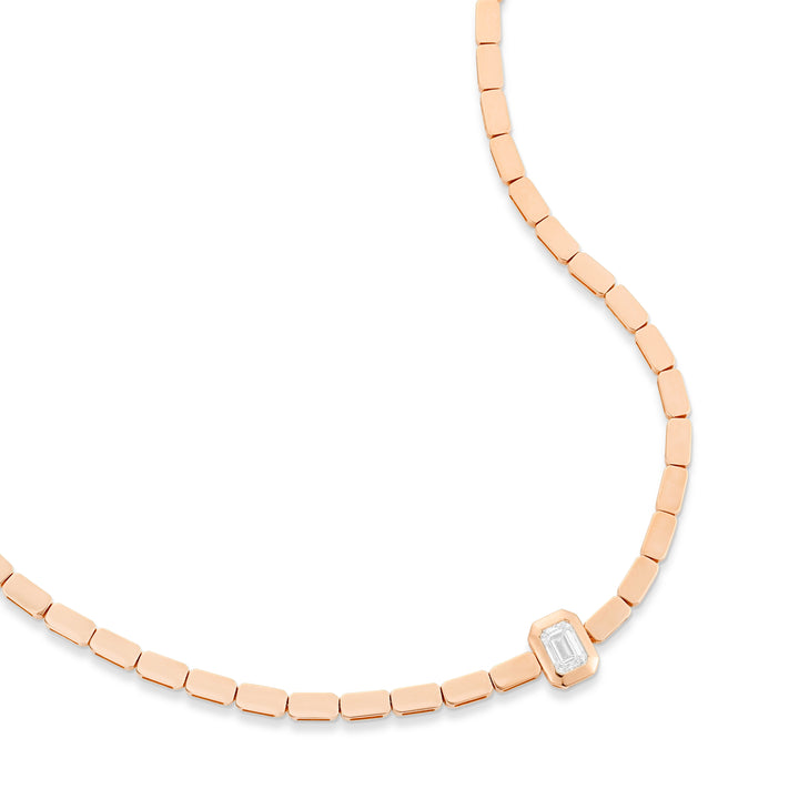 LIT EMERALD SOLITAIRE NECKLACE - ROSE GOLD - Noora Shawqi - Diamond Jewellery - Love In Tokyo