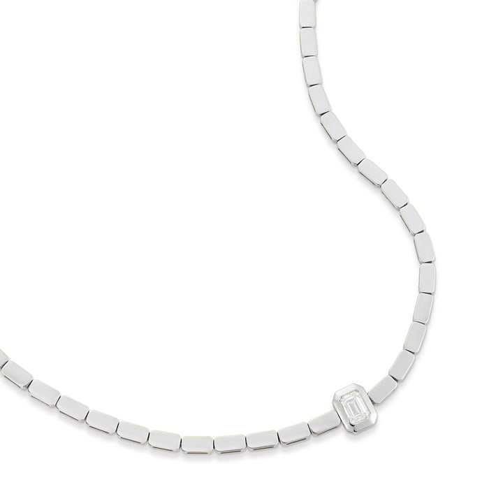 LIT EMERALD SOLITAIRE NECKLACE - WHITE GOLD - Noora Shawqi - Diamond Jewellery - Love In Tokyo