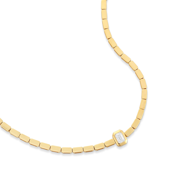 LIT EMERALD SOLITAIRE NECKLACE - YELLOW GOLD - Noora Shawqi - Diamond Jewellery - Love In Tokyo