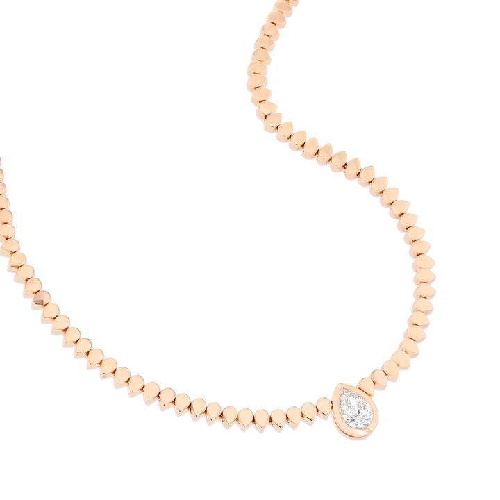 LIT NECKLACE PEAR SOLITAIRE DIAMOND - ROSE GOLD - Noora Shawqi - Diamond Jewellery - Love In Tokyo