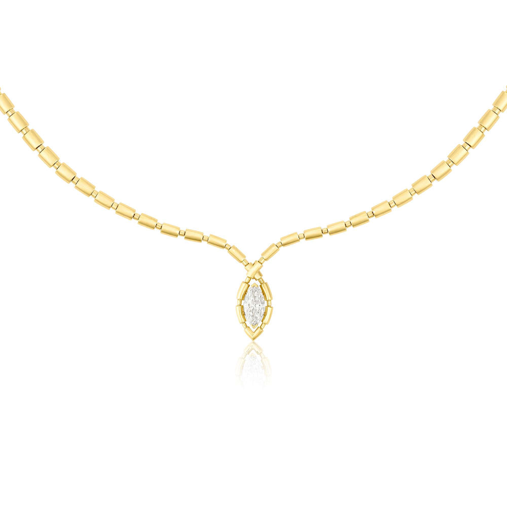 URAEUS FLOW NECKLACE - YELLOW GOLD - Noora Shawqi - Diamond Jewellery - The Nile