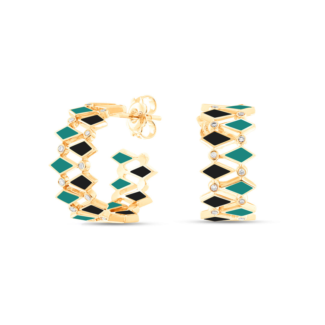 MOSAIC DOUBLE HOOP EARRINGS YELLOW GOLD - Noora Shawqi - Diamond Jewellery - Morocco
