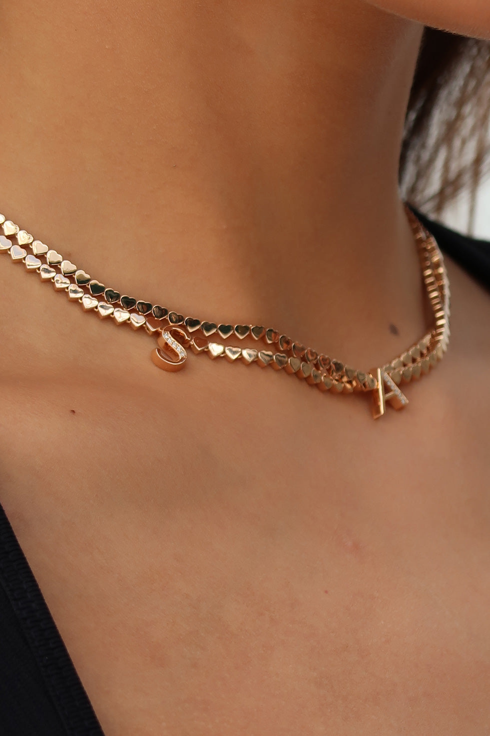 LIT NECKLACE - INITIALS- ROSE GOLD