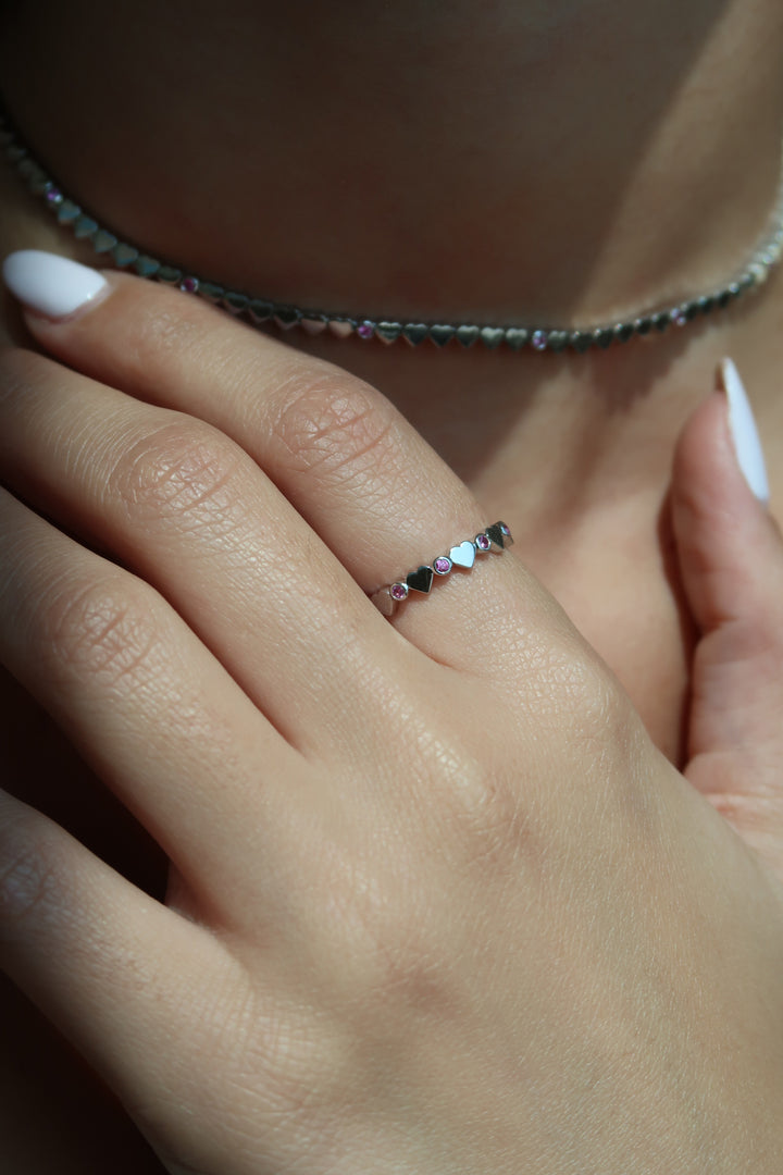 LIT RING - PINK SAPPHIRE - WHITE GOLD