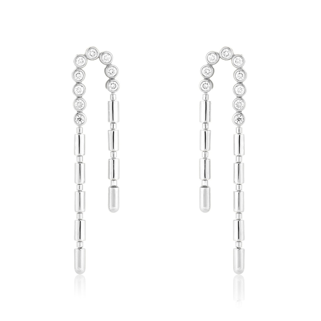 ITERU DOUBLE LINE EARRINGS - WHITE GOLD