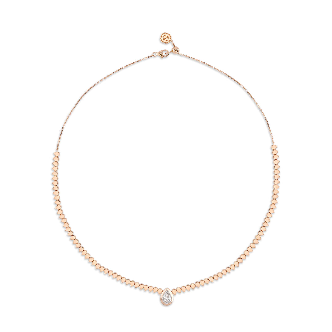 LIT NECKLACE PEAR SOLITAIRE DIAMOND - ROSE GOLD - Noora Shawqi - Diamond Jewellery - Love In Tokyo
