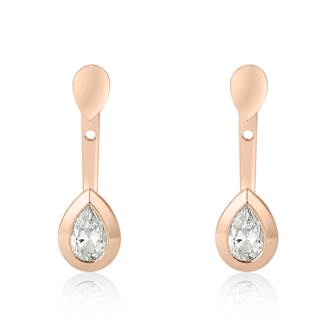 LIT PEAR SOLITAIRE EARRINGS - ROSE GOLD