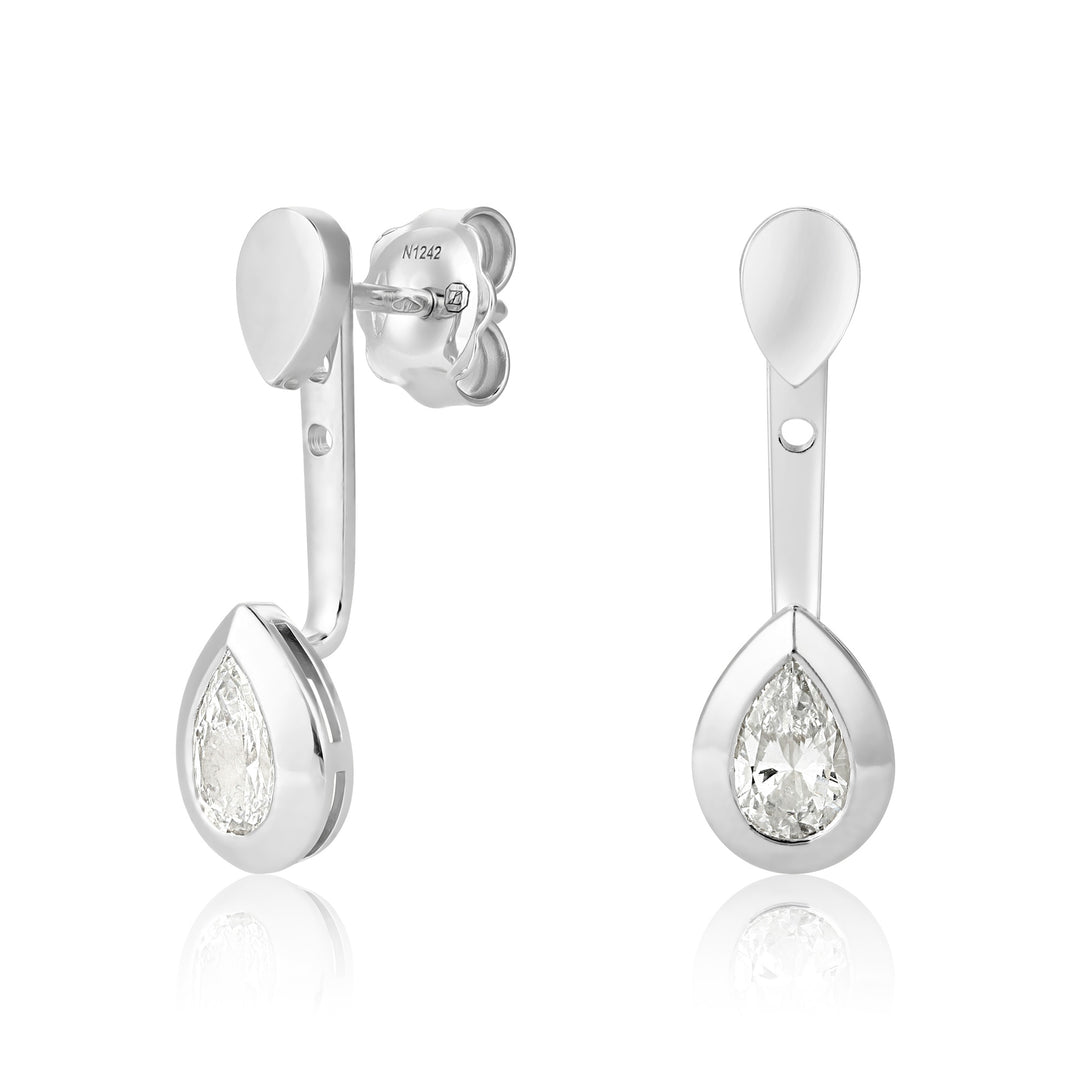 LIT PEAR SOLITAIRE EARRINGS - WHITE GOLD