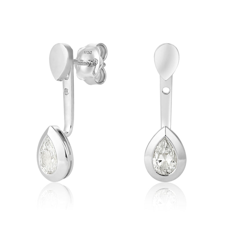 LIT PEAR SOLITAIRE EARRINGS - WHITE GOLD
