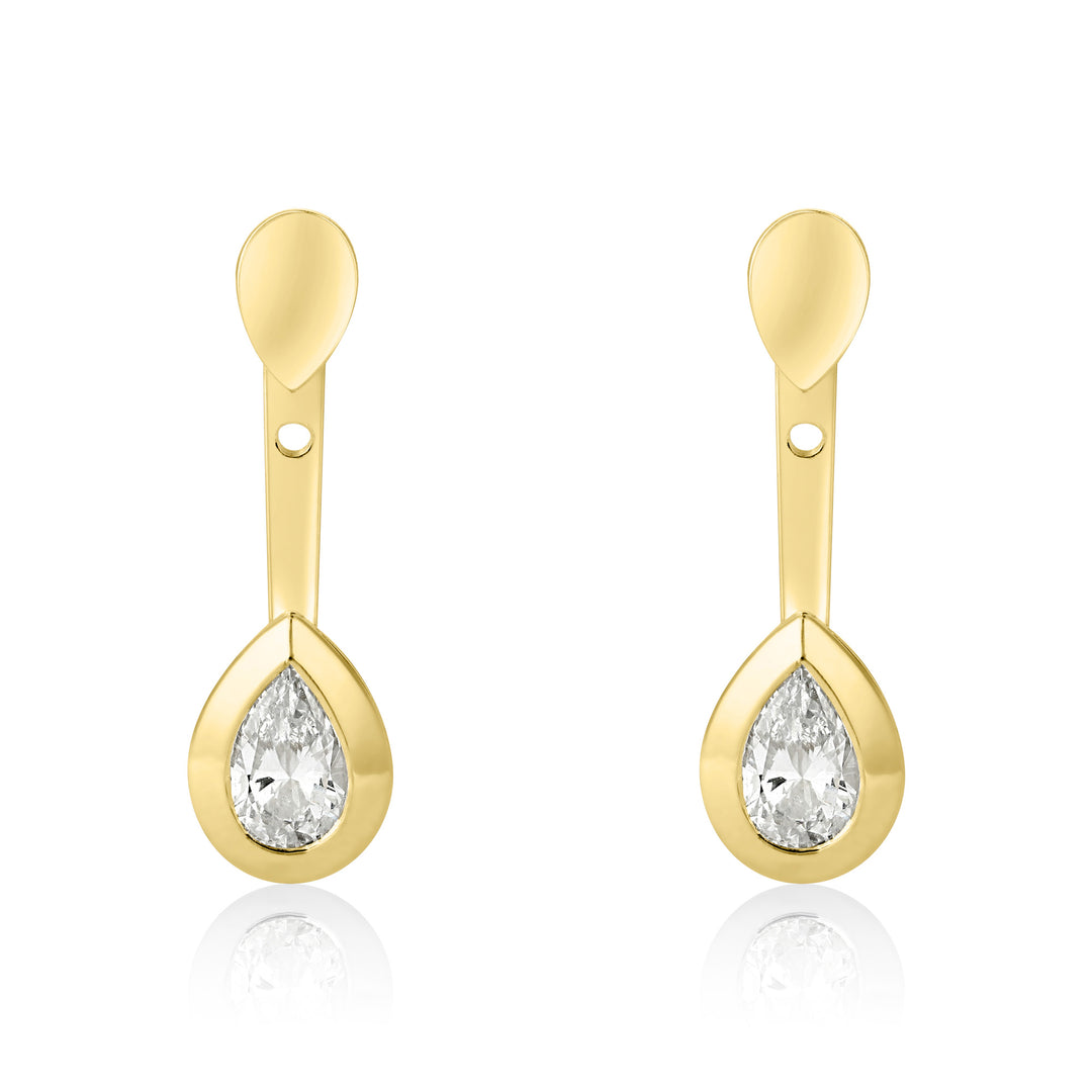 LIT PEAR SOLITAIRE EARRINGS - YELLOW GOLD