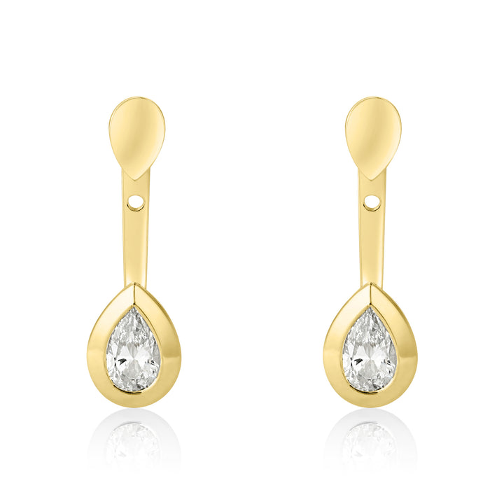 LIT PEAR SOLITAIRE EARRINGS - YELLOW GOLD