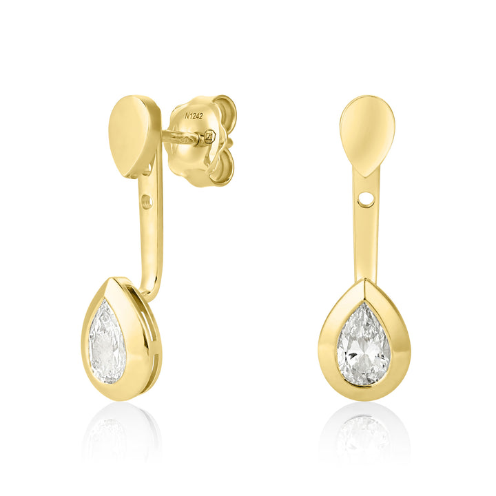 LIT PEAR SOLITAIRE EARRINGS - YELLOW GOLD