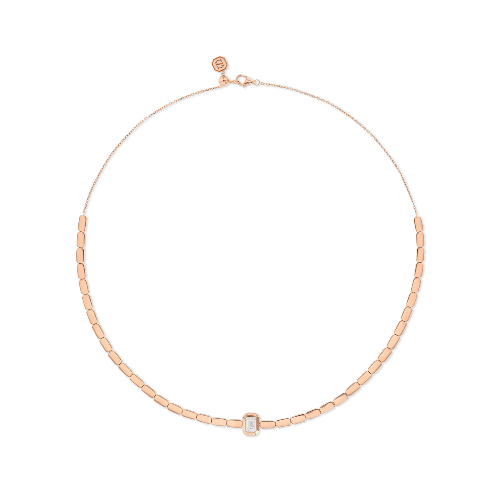 LIT EMERALD SOLITAIRE NECKLACE - ROSE GOLD - Noora Shawqi - Diamond Jewellery - Love In Tokyo
