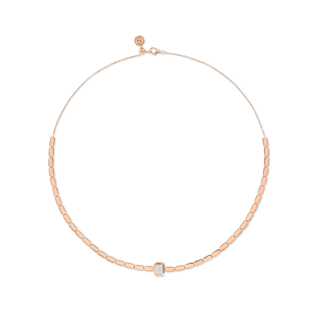 LIT EMERALD SOLITAIRE NECKLACE - ROSE GOLD - Noora Shawqi - Diamond Jewellery - Love In Tokyo