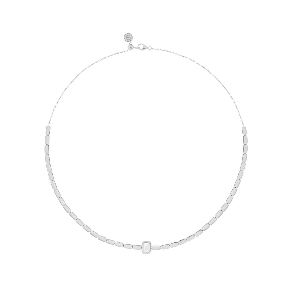 LIT EMERALD SOLITAIRE NECKLACE - WHITE GOLD - Noora Shawqi - Diamond Jewellery - Love In Tokyo