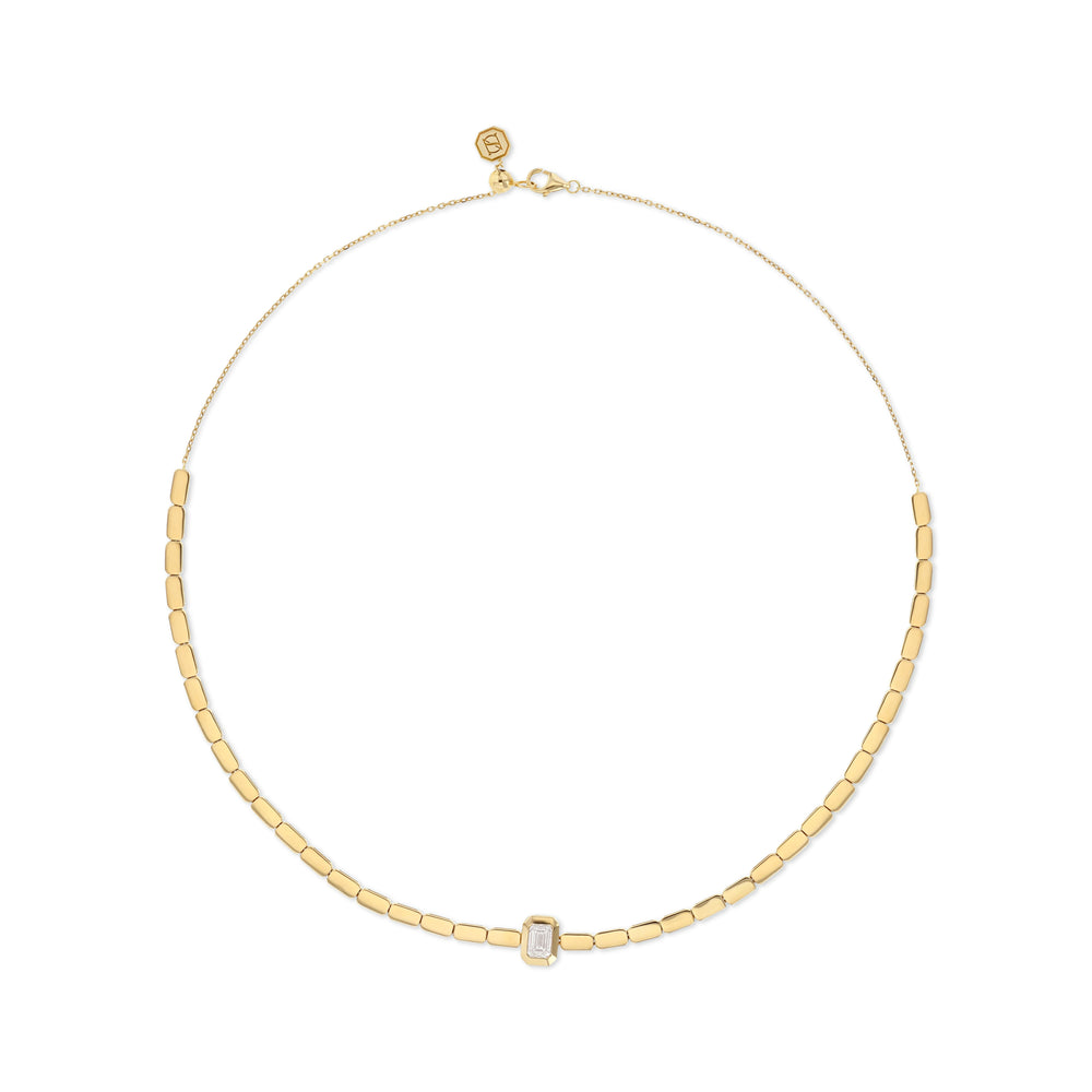 LIT EMERALD SOLITAIRE NECKLACE - YELLOW GOLD - Noora Shawqi - Diamond Jewellery - Love In Tokyo