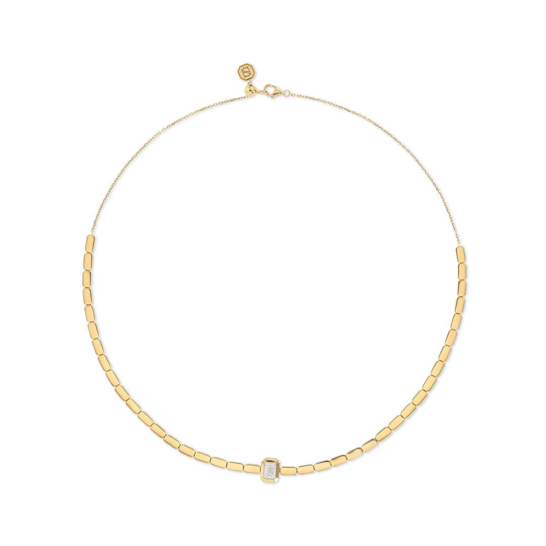 LIT EMERALD SOLITAIRE NECKLACE - YELLOW GOLD - Noora Shawqi - Diamond Jewellery - Love In Tokyo