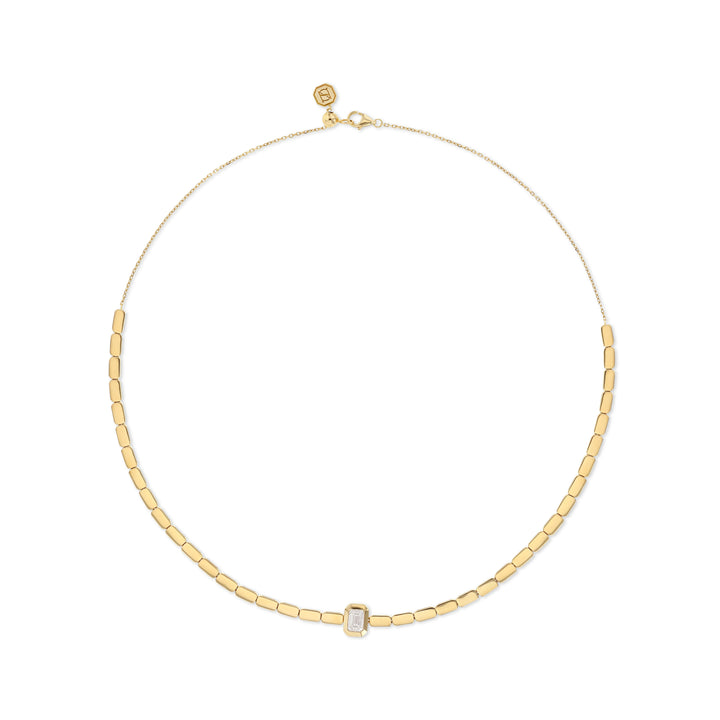 LIT EMERALD SOLITAIRE NECKLACE - YELLOW GOLD - Noora Shawqi - Diamond Jewellery - Love In Tokyo