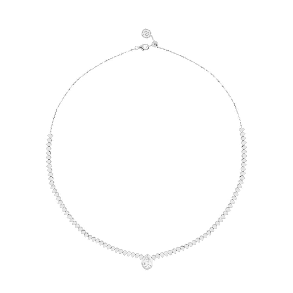 LIT NECKLACE PEAR SOLITAIRE DIAMOND - WHITE GOLD - Noora Shawqi - Diamond Jewellery - Love In Tokyo