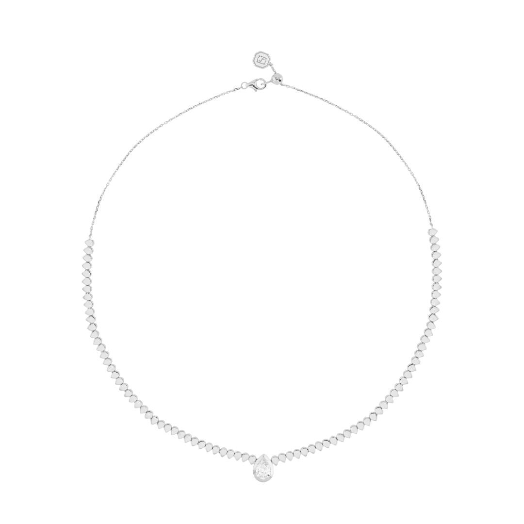 LIT NECKLACE PEAR SOLITAIRE DIAMOND - WHITE GOLD - Noora Shawqi - Diamond Jewellery - Love In Tokyo