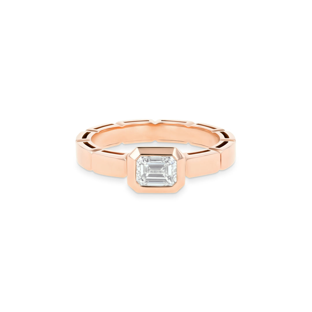 LIT EMERALD SOLITAIRE RING - ROSE GOLD - Noora Shawqi - Diamond Jewellery - Love In Tokyo