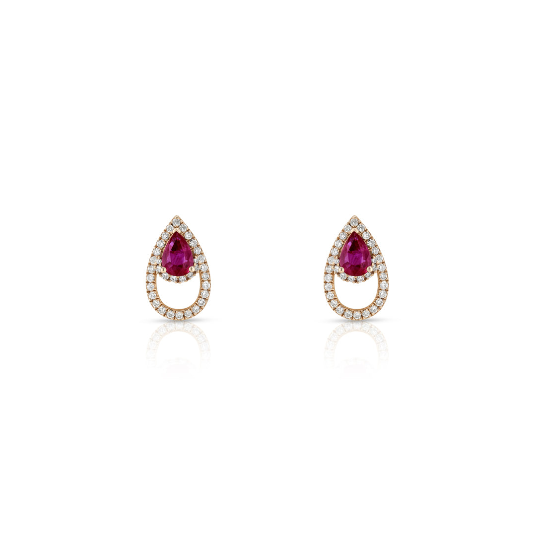 LANKA EARRINGS -RUBY - Noora Shawqi - Diamond Jewellery - Ceylon